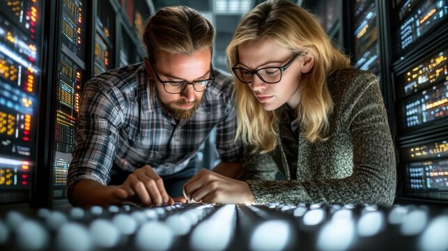 Female IT Specialist Managing Data in a Tech Center