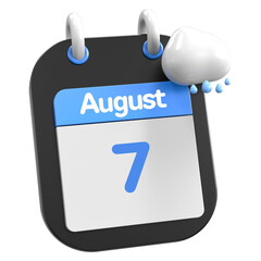 August Calendar Raining Cloud 3D Illustration Day 7