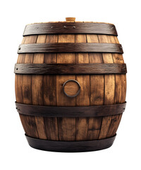 Fototapeta premium Authentic wooden barrel on a transparent background. isolated background.