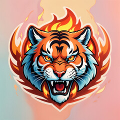 Obraz premium an illustration of tiger head with flames