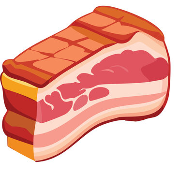 cartoon bacon slice, layered, cooked clip art preview