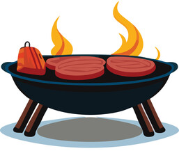 barbecue grill with flames