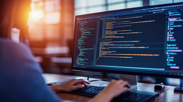 Woman Working on Complex Website Development