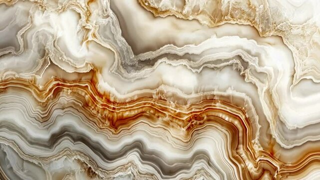 This is a close-up of a piece of brown and white marble with a swirled pattern