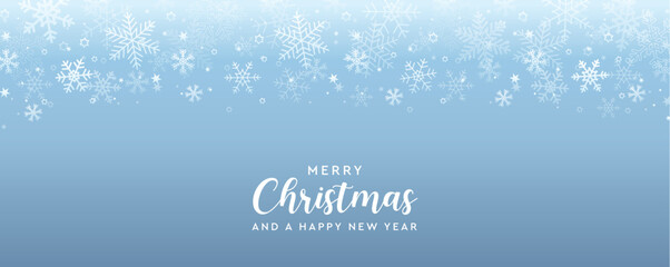 blue christmas banner with snowflake border vector illustration