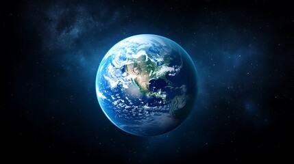 Earth From Space With Stars And Galaxies