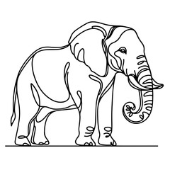 Obraz premium elephant Beautifull one line art drawing continuous illustration, isolated on transparent background