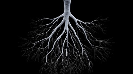 Detailed X Ray View of Plant Roots in a Botanical 3D