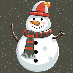 Vector of a Winter cute Snowman Character