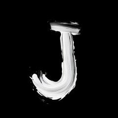 Bold Typeface with Thick White Paint Letters on Solid Black Background for High-Contrast Design J