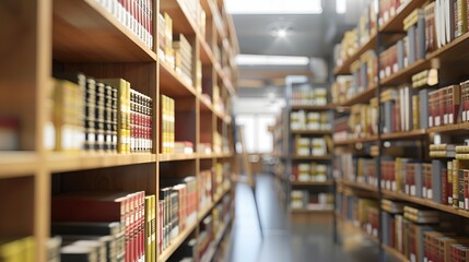 Library Bookshelves Filled with Rows of Colorful Books