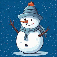 Vector of a Winter cute Snowman Character