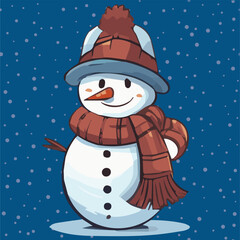 Vector of a Winter cute Snowman Character