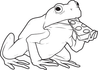 Frog Pizza Animal Vector Graphic Art Illustration