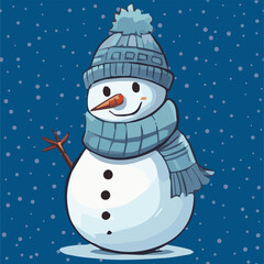 Vector of a Winter cute Snowman Character