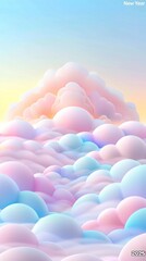 Frosty New Year&acirc;&euro;&trade;s design with a subtle snow-covered landscape and a pastel sky, ideal for placing text in the top section