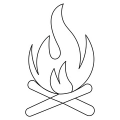 Obraz premium Bon fire single line art, continuous one line drawing of Isolated outline vector icon 