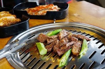 Vietnamese Beef Lemongrass. Lemongrass grilled beef steak with okra.