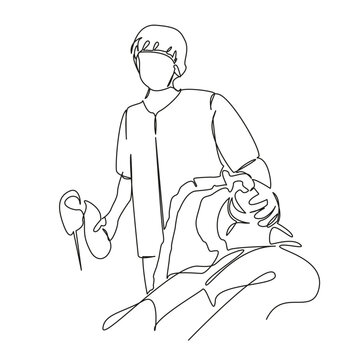 line art dentist patient dental care clip art preview