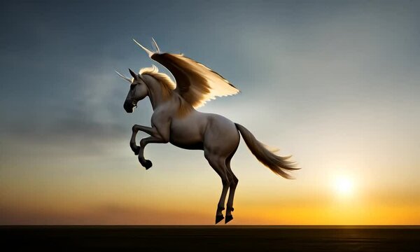 Pegasus with wings in the sky.