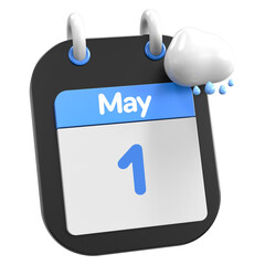 May Calendar Raining Cloud 3D Illustration Day 1