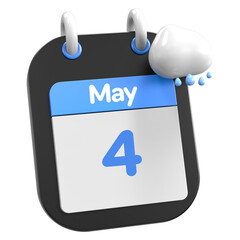 May Calendar Raining Cloud 3D Illustration Day 4