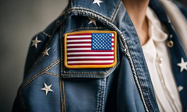 USA flag patch on a jacket.