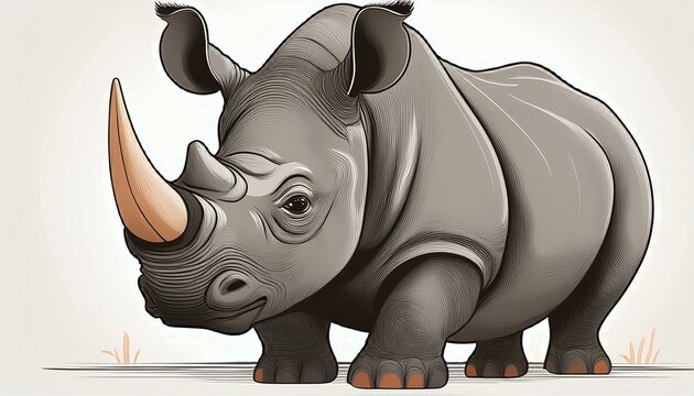 recommend clip art: Cartoon rhino on white background