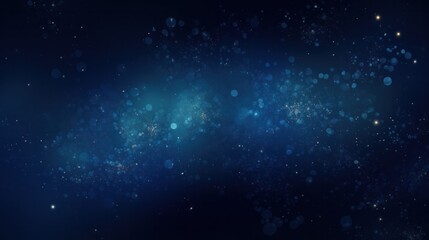 Fototapeta premium A mesmerizing dark blue background filled with ethereal glowing particles that float gently in the air, creating a sense of depth and tranquility. The particles vary in size and brightness