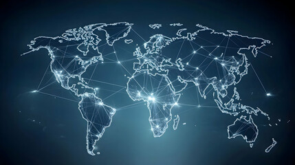 Fototapeta premium Global Network Connection, world map, internet, communication, technology, digital