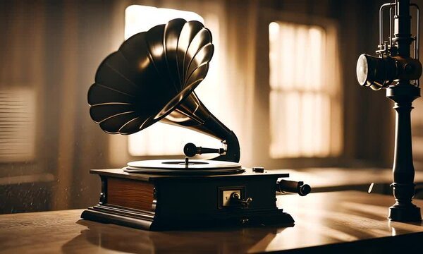 Gramophone with classical music.