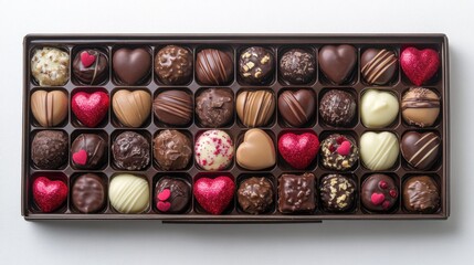 Delightful assortment of heart-shaped chocolates in a beautifully arranged box for a special celebration