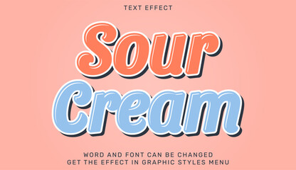 Sour cream text effect template in 3d design