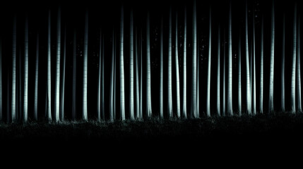 Obraz premium Silhouettes of Trees in a Dark Forest, nature, woods, woodland, bark, trunks