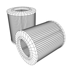 Car engine air filters. Auto spare part. Car care service maintenance. Wireframe low poly mesh vector illustration.