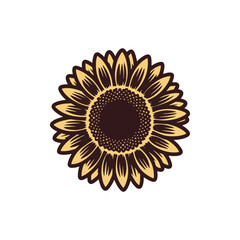 Fototapeta premium A sunflower silhouette black vector artwork illustration