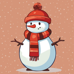 Vector of a Winter cute Snowman Character
