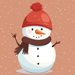 Vector of a Winter cute Snowman Character