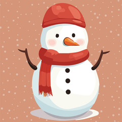 Vector of a Winter cute Snowman Character