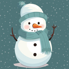 Vector of a Winter cute Snowman Character