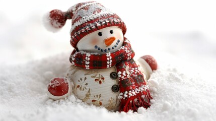 A single Christmas card with a snowman illustration, isolated on white