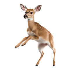 roe deer jumping isolated on transparent background cutout