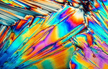 Crystals of magnesium sulphate (Epsom slats) under the microscope 