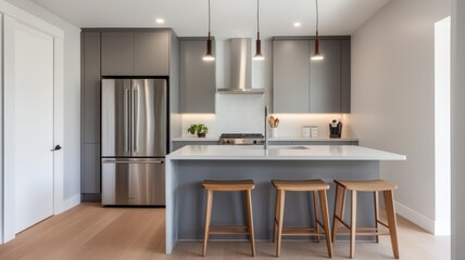 Modern kitchen with sleek design and minimalist decor.