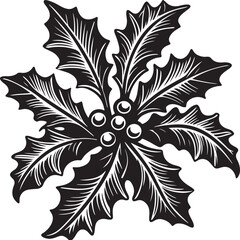 Fototapeta premium Christmas Holly Berry Icon - Flat Vector Illustration.