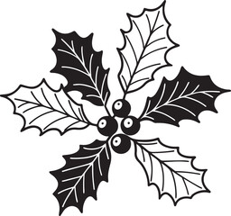 Naklejka premium Holly Berry in Flat Style - Icon for Christmas Theme.