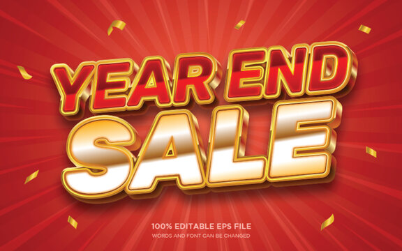 Year End Sale 3d editable text style effect