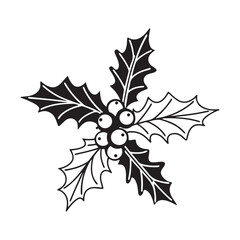 Naklejka premium Holly Berry Icon - Festive Flat Design for Christmas.