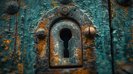 a hole in an old door for a key