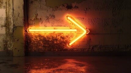 Glowing Neon Arrow Sign Pointing Left on Dark Background